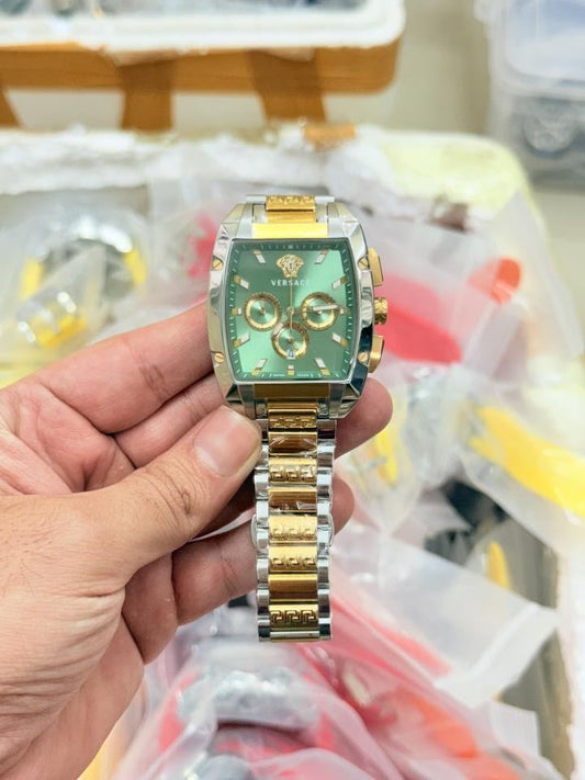 Versace Gold Green Square Chain Reaction